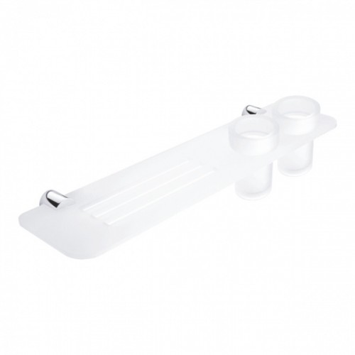 NIMCO BORMO police s frézovanými otvory, 50 cm, s masivními sklenkami, chrom BR X350-58DW-26