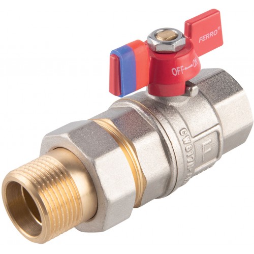 NOVASERVIS Ferro kulový plnoprůtočný kohout se šroubením 3/4" motýlek FKPS2