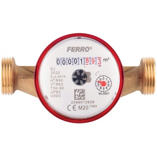 NOVASERVIS Vodoměr jednovtokový suchoběžný do 90°C 3/4" SJ20ACPLUS