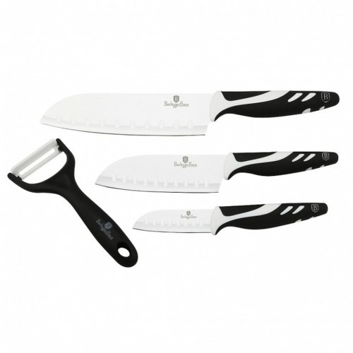 BERLINGERHAUS Bianco Sada nožů santoku se škrabkou 4 ks, nerez, černá BH-2027