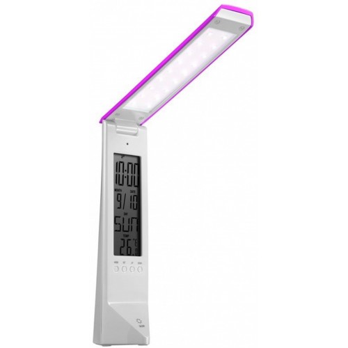 PANLUX DAISY multifunkční stolní lampička s displejem, bílo/růžová PN15300001