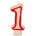 PAPSTAR Narozeninová svíčka - číslice 1 - bílá s červeným okrajem 7,3cm
