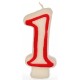 PAPSTAR Narozeninová svíčka - číslice 1 - bílá s červeným okrajem 7,3cm