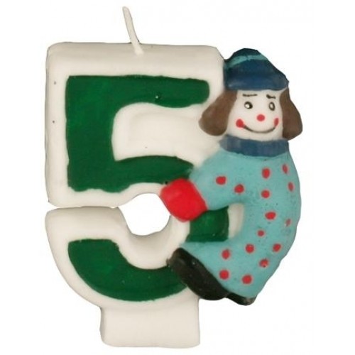 PAPSTAR Narozeninová svíčka 8 cm - číslice 5 "CLOWN"