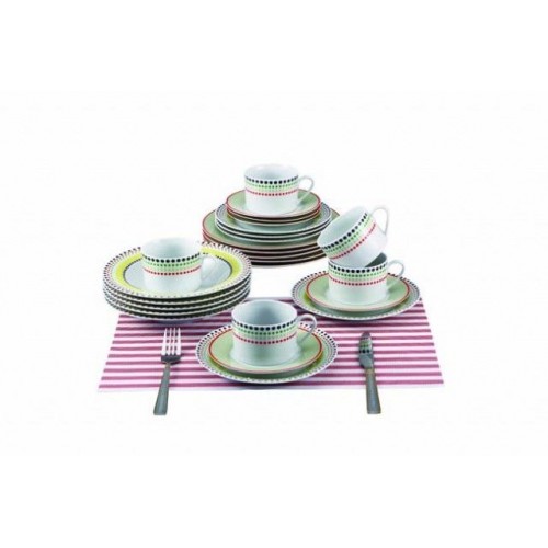 RENBERG Jídelní sada talířů 30 ks / barevné tečky / RB-80130