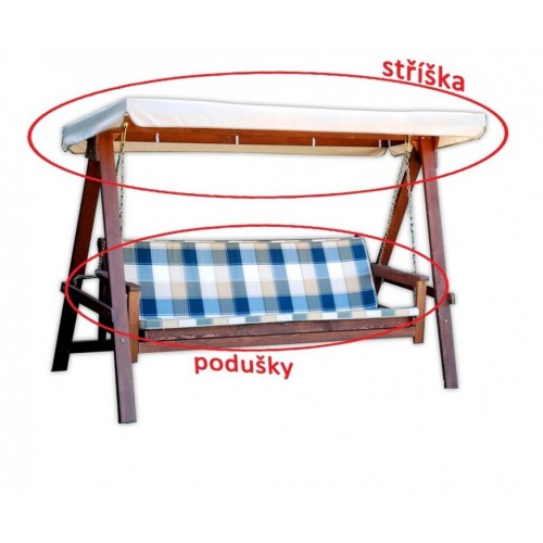 Stříška+podušky k houpačce ADELAIDA béžová, 185x107cm 59059/2