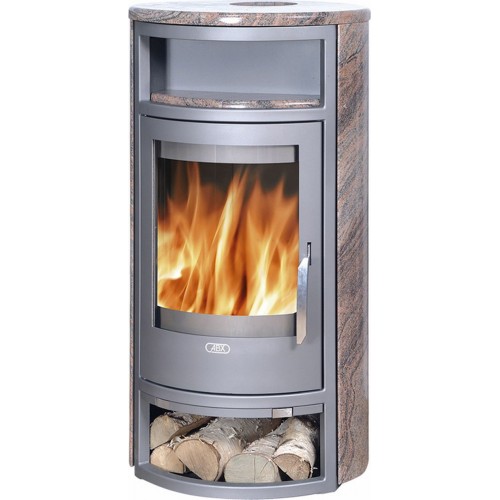ABX Polar 4654-8-III, krbová kamna na dřevo, šedý plech + kachle coffee, vč. horní desky