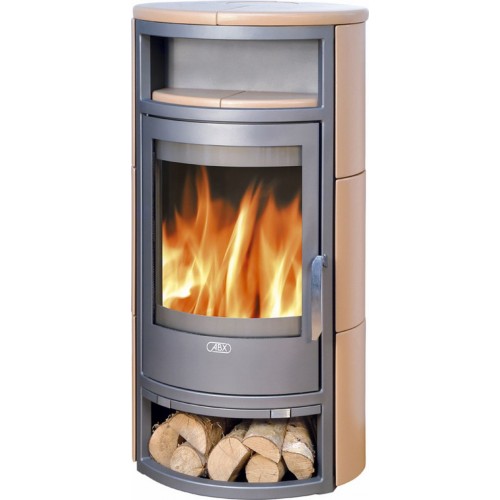ABX Polar 4654-6-II krbová kamna na dřevo, čer. plech + kachle california gold, vč. horní desky