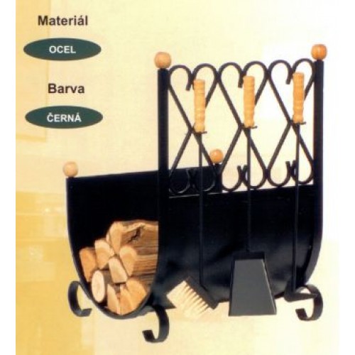 Koš na dřevo POLO s krbovým nářadím