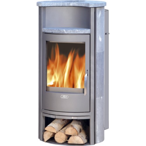 ABX Pori 7 Aqua Krbová kamna na dřevo s teplov. výměníkem,šedý pl.+mastek,vč. h. desky
