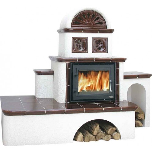 ABX Glasgow, Kachlová pec, kachlová kamna na dřevo s plechovou vložkou, pravé, hnědá ABX Glasgow, Kachlová pec, kachlová kamna na dřevo s plechovou vložkou, pravé, hnědá
