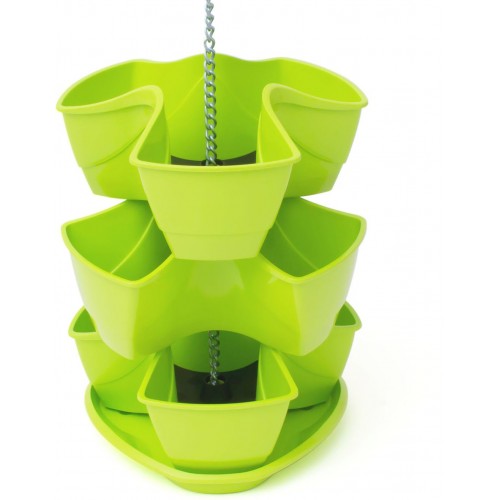 PROSPERPLAST COUBI kaskádový květináč 29,5x29,5x88cm, 9l, limetka DKN300W