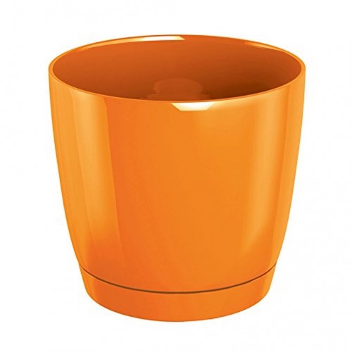 Květináč s miskou COUBI 13,5 cm, 1,2l, oranžová-lesk DUOP135