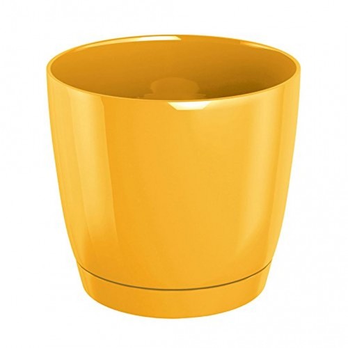 Květináč s miskou COUBI 10 cm, 0,5l, žlutá-lesk DUOP100