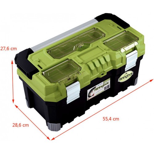 PROSPERPLAST FISHINGBOX Plastový kufr na nářadí zelený, 554 x 286 x 276 mm NTF22AS