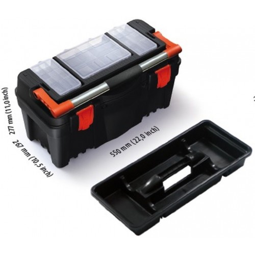 PROSPERPLAST PRACTIC Plastový kufr na nářadí černý, 550 x 267 x 277 mm N22RFI