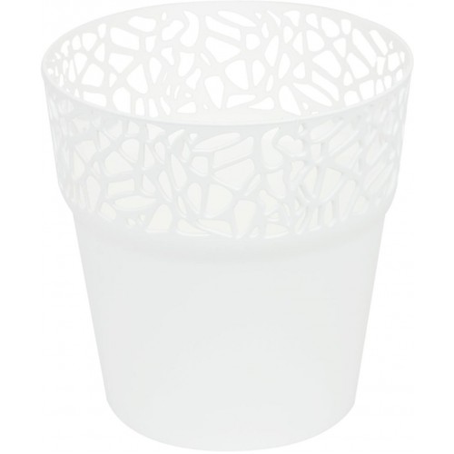 Prosperplast NATURO Květináč s krajkou 12 cm, bílá DNAT120