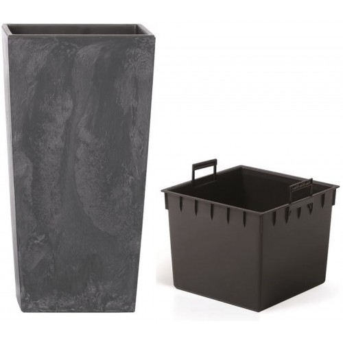 Prosperplast URBI SQUARE EFFECT Květináč 22 cm, antracit DURS225E