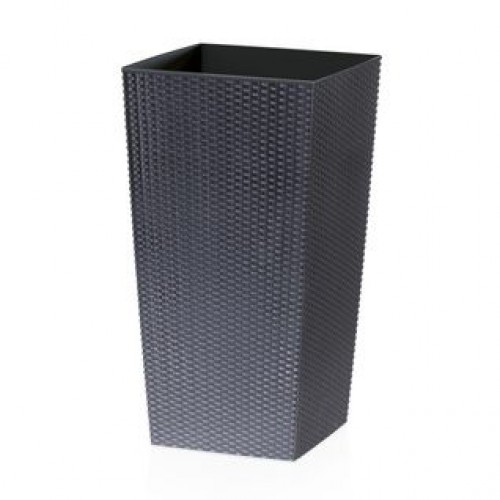 Květináč RATO SQUARE SET 22 cm samozavl. 8/16,3l, ratan antracit DRTS225S