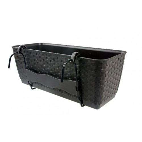 VÝPRODEJ Truhlík závěsný RATOLLA P 49,5x17x17,5cm,12l, ratan antracit DRL500PW, CHYBÍ JEDEN HÁK NA ZAVĚŠENÍ