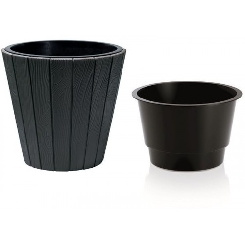 Prosperplast WOODE květináč 29,9x28,1cm antracit DBWO300