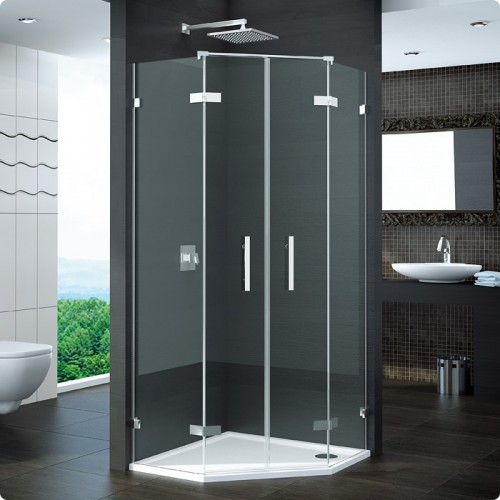 RONAL PUR52 Pur dvoukřídlé dveře pro pětiúhelník, <2m, chrom/Cristal perly PUR52SM21044