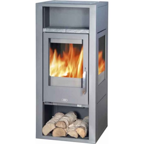 ABX Quadro 4678-7, krbová kamna na dřevo, šedý plech, vč. horní desky - mastek ABX Quadro 4678-7, krbová kamna na dřevo, šedý plech, vč. horní desky - mastek