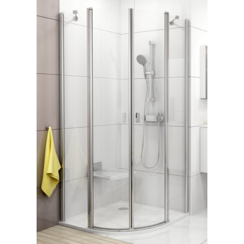 RAVAK CHROME CSKK4-90 čtvrtkruhový sprchový kout, satin+transparent 3Q170U00Z1