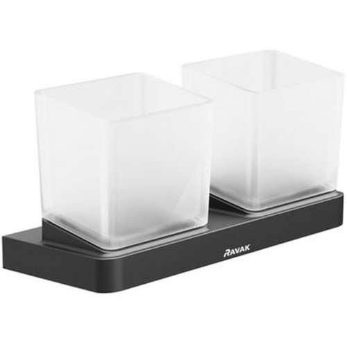 RAVAK 10° BLACK TD 220.20 Držák s dvěma pohárky X07P558
