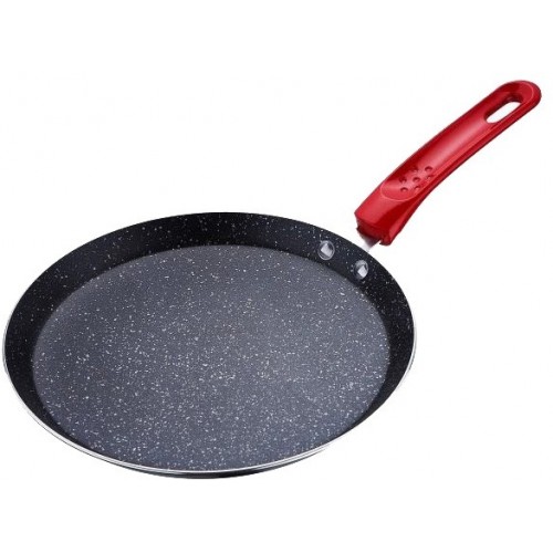 RENBERG Pánev na palačinky 25cm s mramorovým povrchem, červená RB-1024cerv