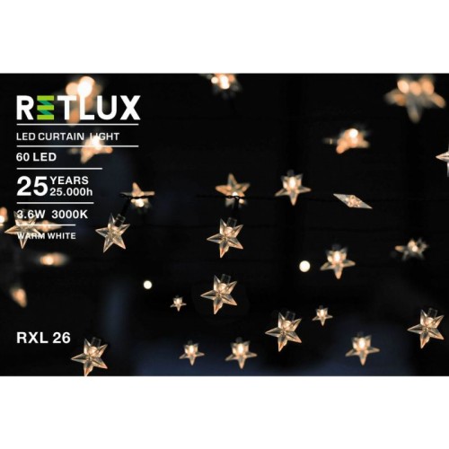 RETLUX RXL 26 60LED Curtain Light WW 5M Vánoční osvětlení 50001458 RETLUX RXL 26 60LED Curtain Light WW 5M Vánoční osvětlení 50001458