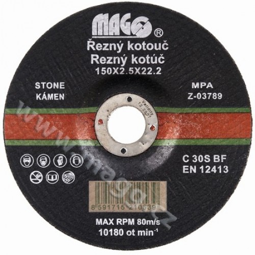 Řezné kotouče na kámen 125x2,5x22,2mm RS125 Řezné kotouče na kámen 125x2,5x22,2mm RS125