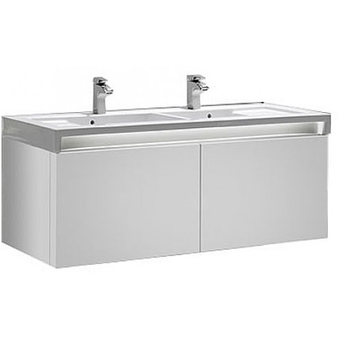 Roca Stratum skříňka 129 × 49,5 × 45cm pod umyvadlo, lesklý lak, bílá 7856222606