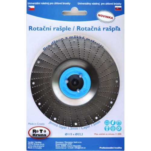 Rotační rašple do úhlových brusek 125mm - jemná čepel 1,5mm ROTO12515