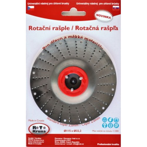 Rotační rašple do úhlových brusek 125mm - standard čepel 2,0mm ROTO12520