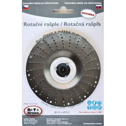 Rotační rašple do úhlových brusek 125mm - hrubá čepel 2,5mm ROTO12525