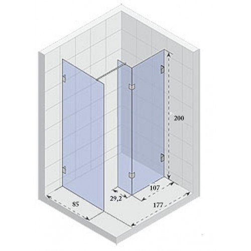 SCANDIC Sprchová zástěna S 405 107x29,2x85x207x200cm