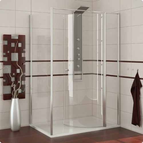 RONAL SA3 Salsa dvoudílná zástěna s křídlovými dveřmi 90cm, chrom/čiré sklo SA30901405007