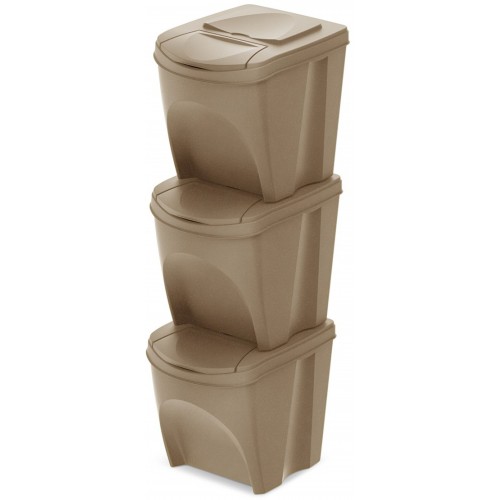 Prosperplast SORTIBOX ECO WOOD Sada 3 odpadkových košů 3x25l, naturo IKWB25S3W