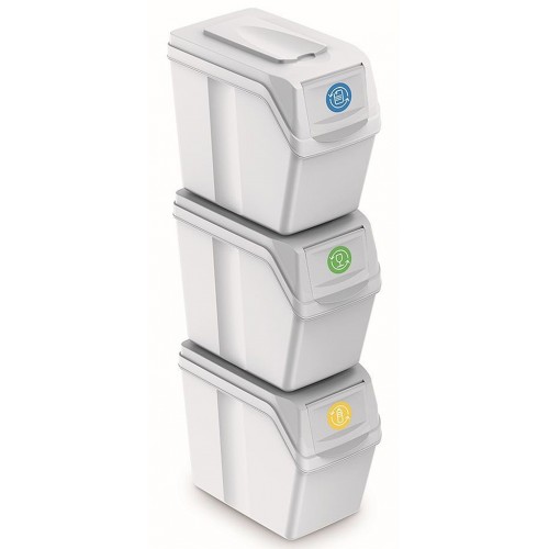 Prosperplast SORTIBOX I Sada 3 odpadkových košů 3x20l, bílá ISWB20S3