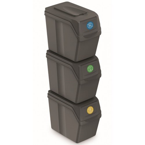 Prosperplast SORTIBOX I Sada 3 odpadkových košů 3x20l, šedý kámen ISWB20S3