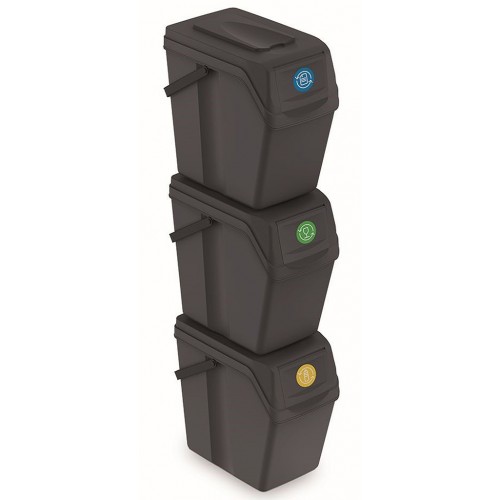 Prosperplast SORTIBOX II Sada 3 odpadkových košů 3x25l, antracit ISWB25S3 Prosperplast SORTIBOX II Sada 3 odpadkových košů 3x25l, antracit ISWB25S3