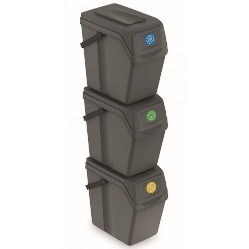 Prosperplast SORTIBOX II Sada 3 odpadkových košů 3x25l, šedý kámen ISWB25S3