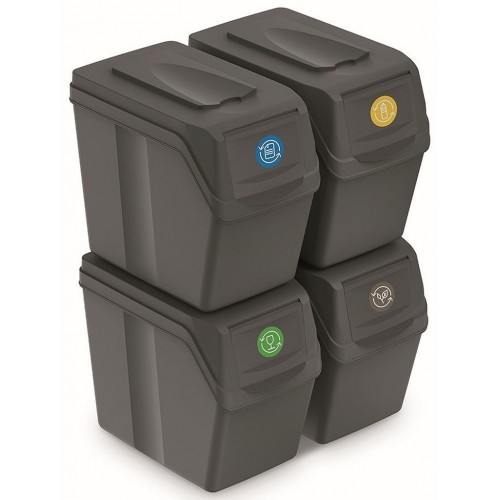 Prosperplast SORTIBOX I Sada 4 odpadkových košů 4x20l, šedý kámen ISWB20S4 Prosperplast SORTIBOX I Sada 4 odpadkových košů 4x20l, šedý kámen ISWB20S4