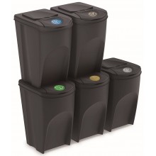 Prosperplast SORTIBOX Sada 5 odpadkových košů, 5x35l, antracit IKWB35S5