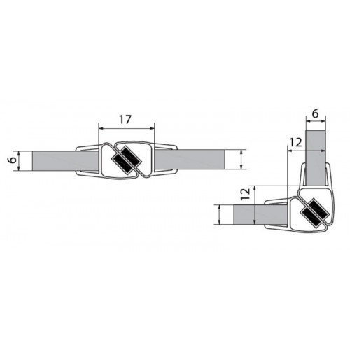 VITRA LINE sada dvou magnetických těsnění na 6mm sklo délka 2000mm