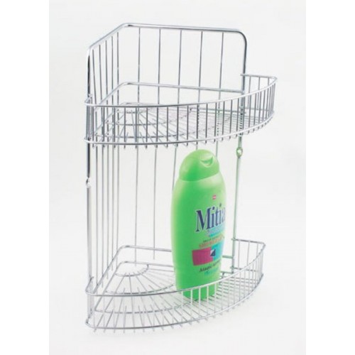 SAPHO CHROM LINE drátěná rohová police dvojitá, chrom 27010