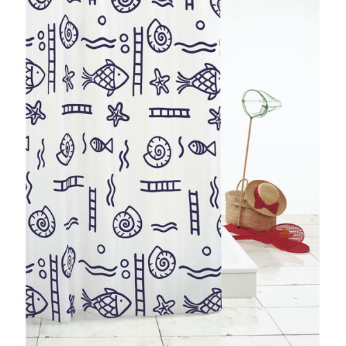 SAPHO NEPTUN sprchový závěs 180x200cm, polyester, modrý potisk 46313 SAPHO NEPTUN sprchový závěs 180x200cm, polyester, modrý potisk 46313
