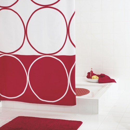 SAPHO CIRCLE sprchový závěs 180x200cm, polyester, červená 46386 SAPHO CIRCLE sprchový závěs 180x200cm, polyester, červená 46386