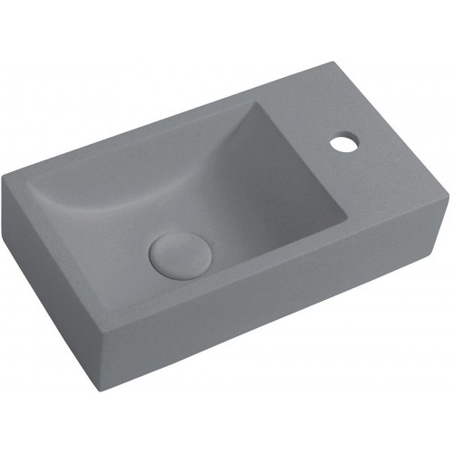 CREST R Betonové umyvadlo včetně výpusti, 40x22cm, pravé, šedá AR412